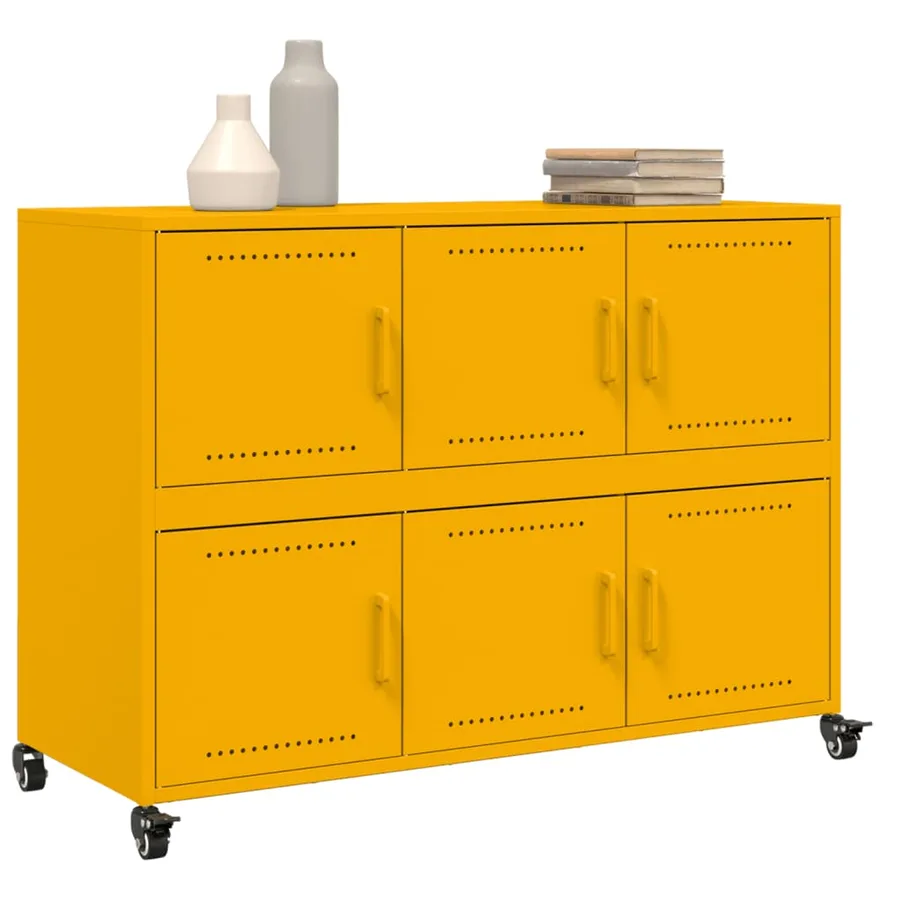 Buffet jaune moutarde 100,5x39x72 cm acier - 4