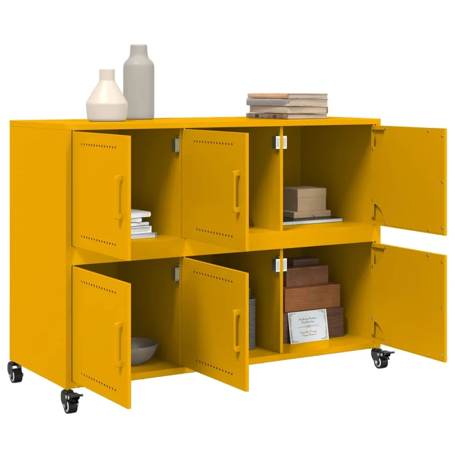 Buffet jaune moutarde 100,5x39x72 cm acier - 5