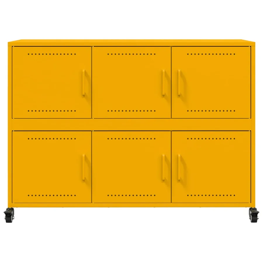 Buffet jaune moutarde 100,5x39x72 cm acier - 6