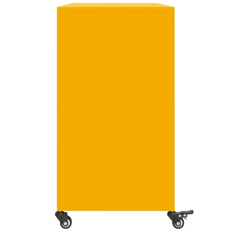Buffet jaune moutarde 100,5x39x72 cm acier - 7