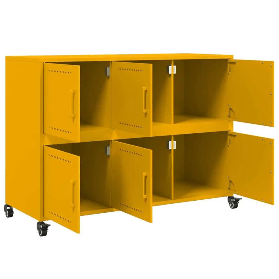 Buffet jaune moutarde 100,5x39x72 cm acier - 9