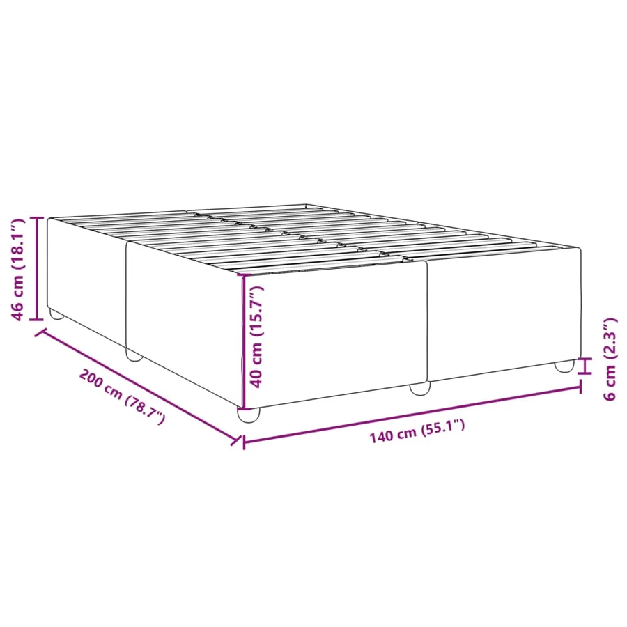 Cadre de lit sans matelas bleu 140x200 cm tissu - 9