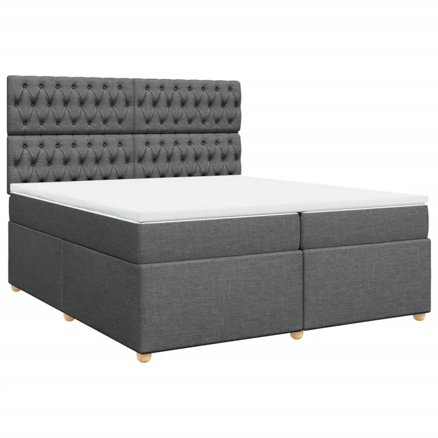 Sommier à lattes de lit avec matelas Gris foncé 200x200cm Tissu - 2