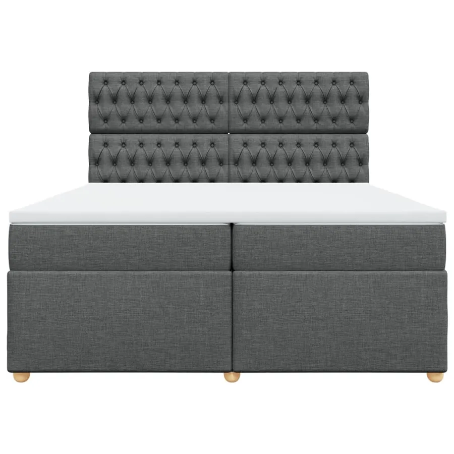 Sommier à lattes de lit avec matelas Gris foncé 200x200cm Tissu - 4