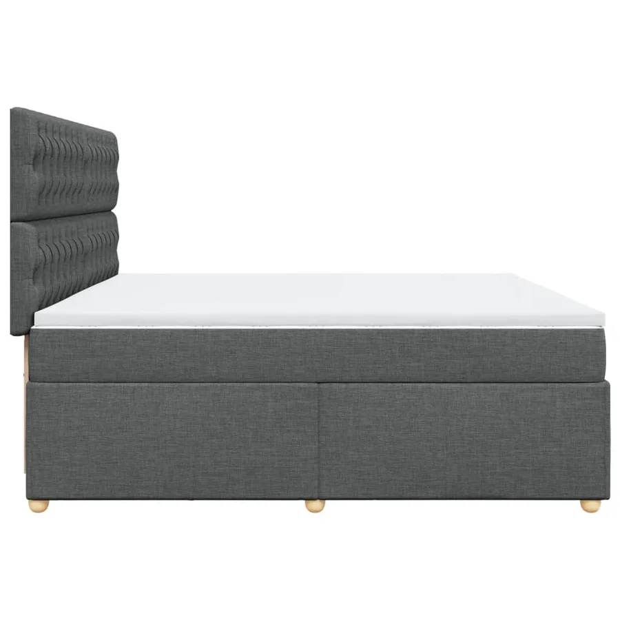 Sommier à lattes de lit avec matelas Gris foncé 200x200cm Tissu - 5