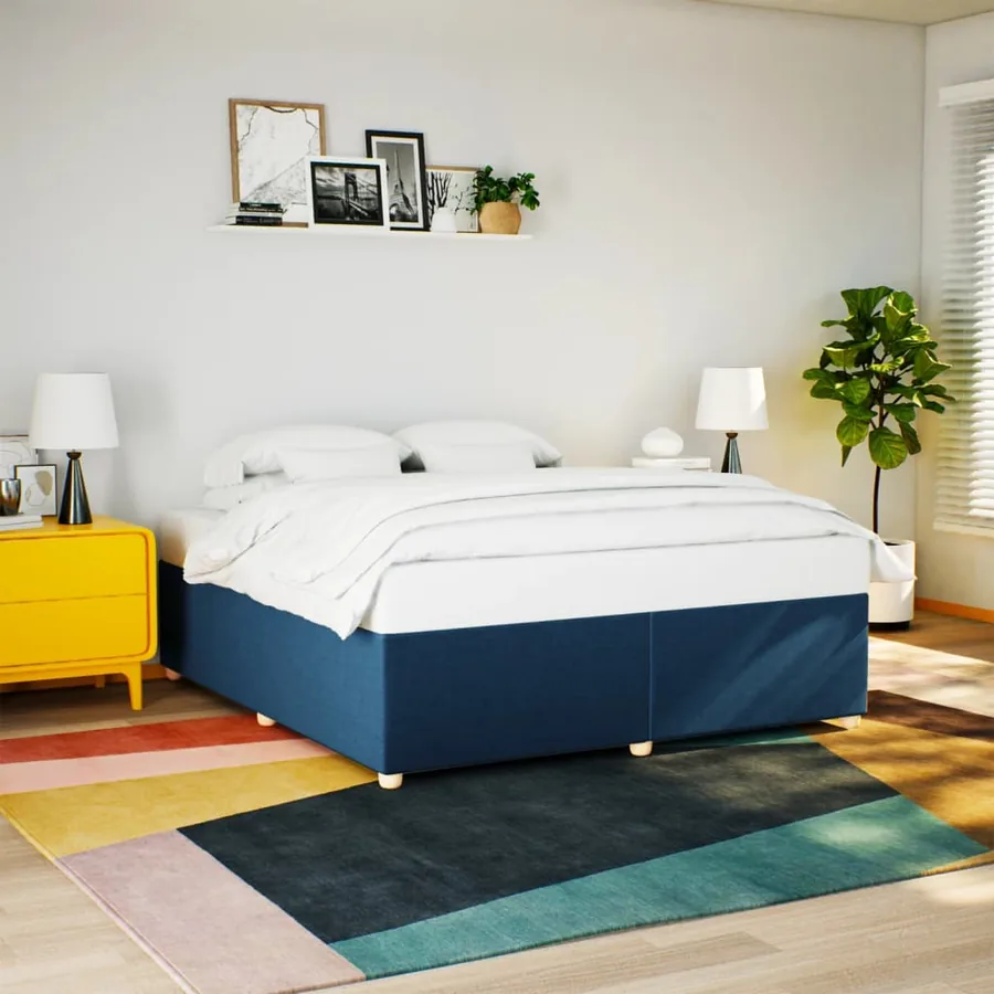 Cadre de lit sans matelas bleu 180x200 cm tissu