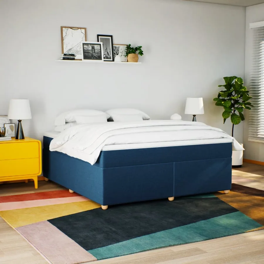 Sommier à lattes de lit avec matelas Bleu 180x200 cm Tissu - 3