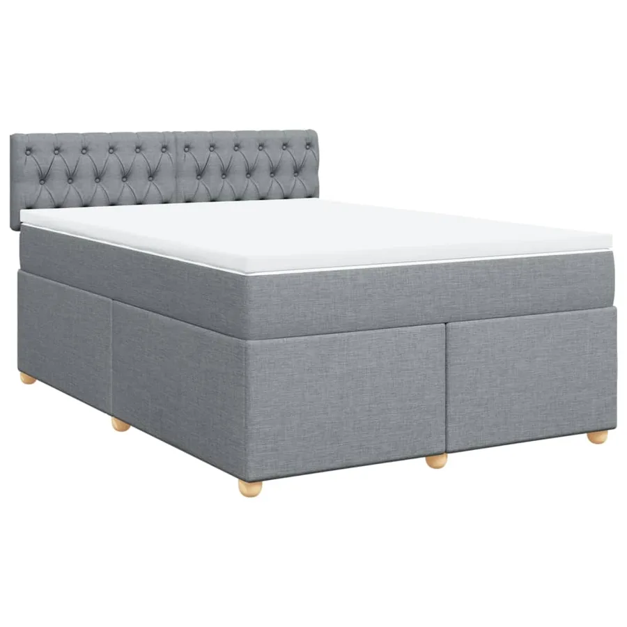 Sommier à lattes de lit avec matelas Gris clair 140x190cm Tissu - 2