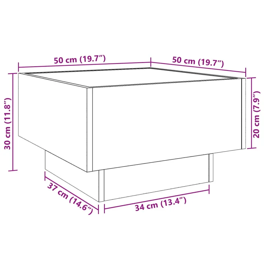 Table basse avec LED chêne sonoma 50x50x30 cm bois d'ingénierie - 13