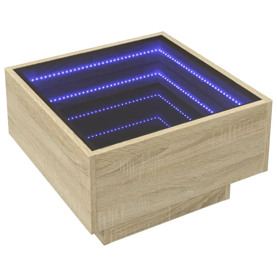 Table basse avec LED chêne sonoma 50x50x30 cm bois d'ingénierie - 3