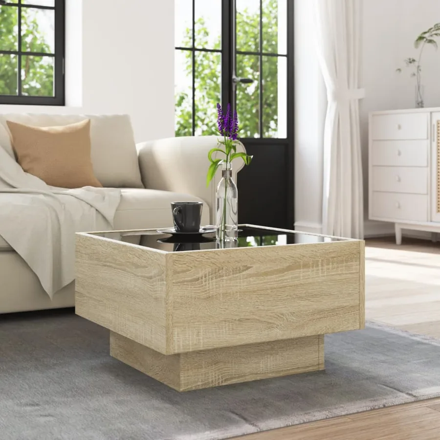 Table basse avec LED chêne sonoma 50x50x30 cm bois d'ingénierie - 4