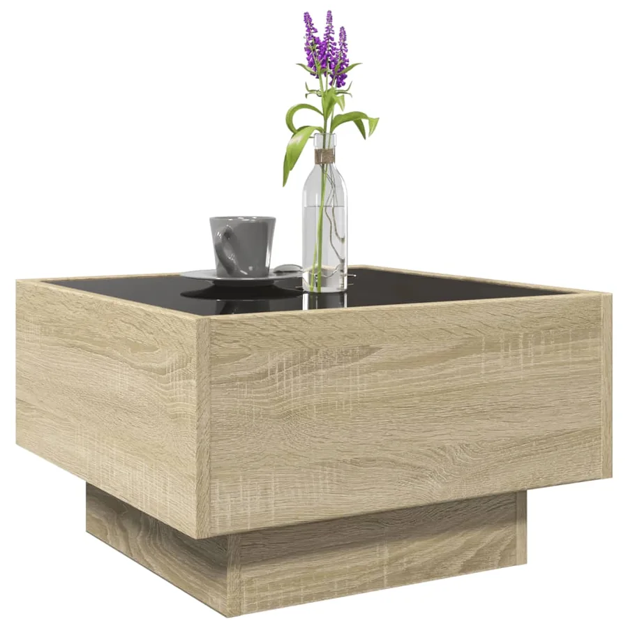 Table basse avec LED chêne sonoma 50x50x30 cm bois d'ingénierie - 5