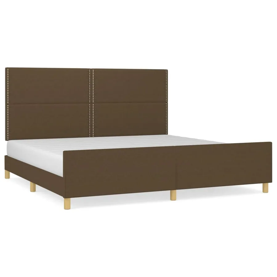 Cadre de lit sans matelas marron foncé 200x200 cm tissu - 2