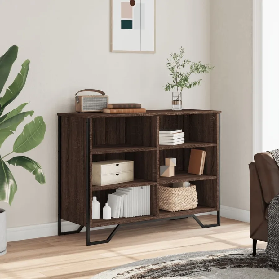 Buffet chêne marron 101x35,5x74,5 cm bois d'ingénierie - 3