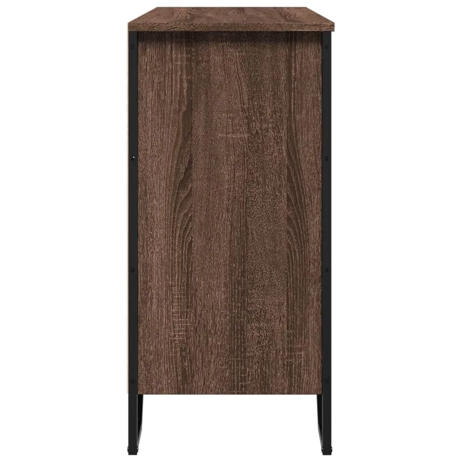 Buffet chêne marron 101x35,5x74,5 cm bois d'ingénierie - 5