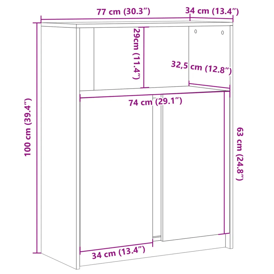 Buffet avec LED blanc 77x34x100 cm bois d'ingénierie - 14