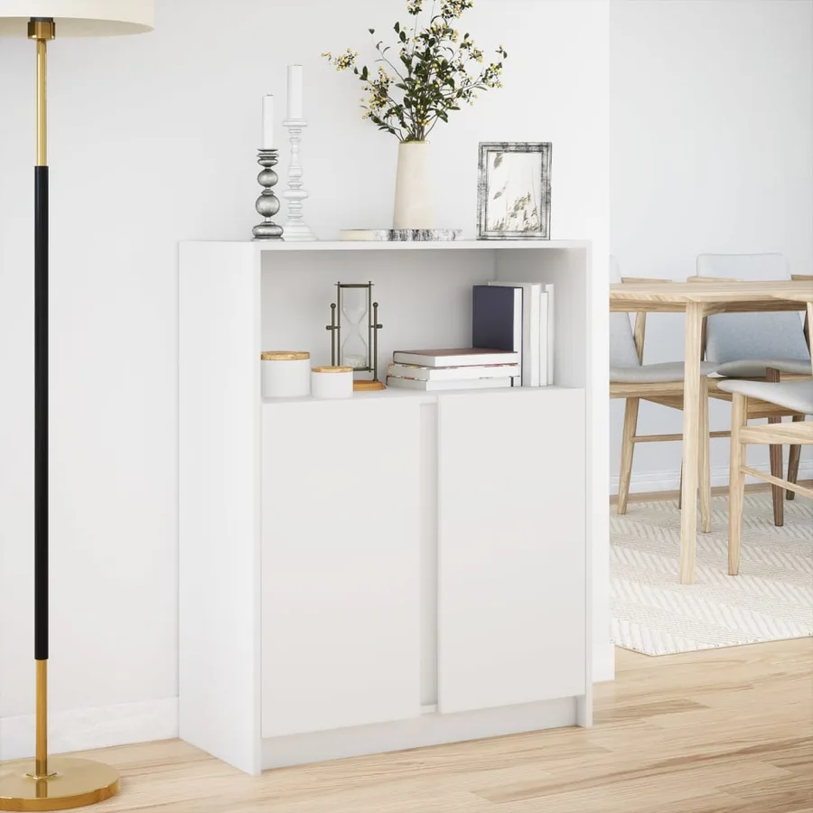 Buffet avec LED blanc 77x34x100 cm bois d'ingénierie - 4