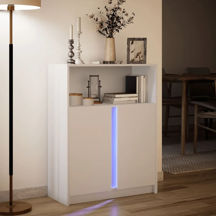 Buffet avec LED blanc 77x34x100 cm bois d'ingénierie - 5