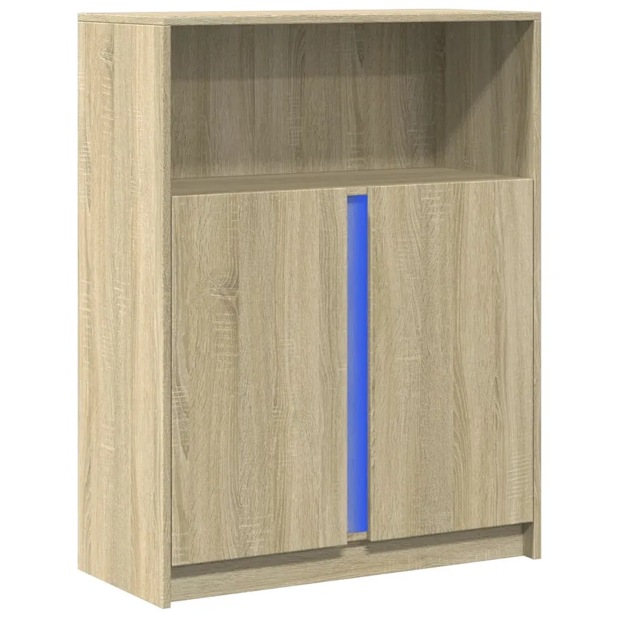 Buffet avec LED chêne sonoma 77x34x100 cm bois d'ingénierie - 3