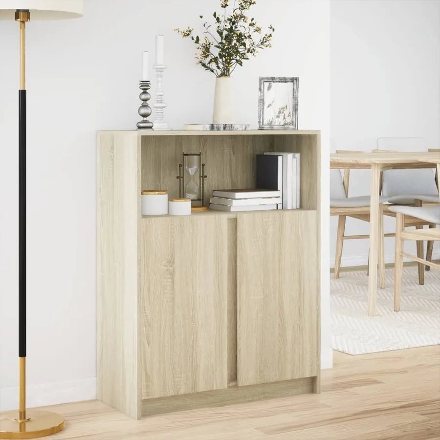 Buffet avec LED chêne sonoma 77x34x100 cm bois d'ingénierie - 4