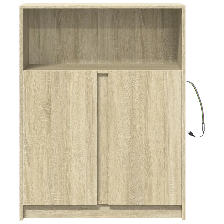 Buffet avec LED chêne sonoma 77x34x100 cm bois d'ingénierie - 6