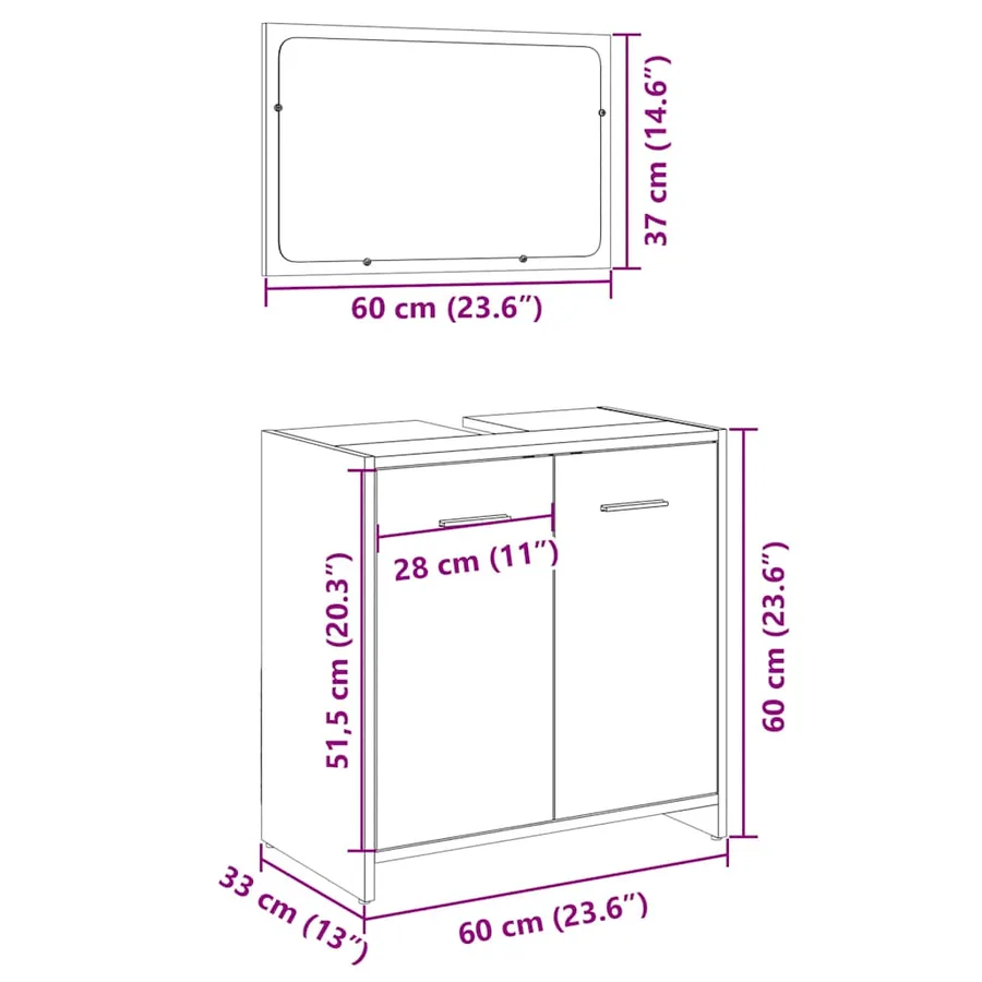 Ensemble de meubles de salle de bain 2 pcs chêne sonoma - 11