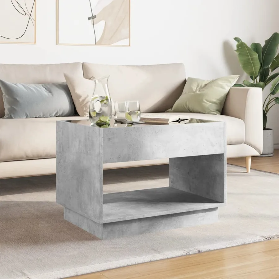 Table basse avec LED infini gris béton 70x50x50 cm - 3