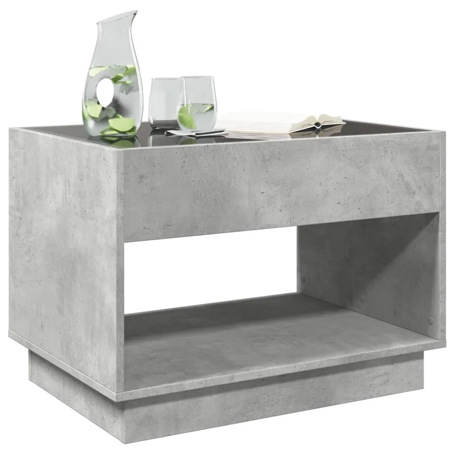 Table basse avec LED infini gris béton 70x50x50 cm - 4