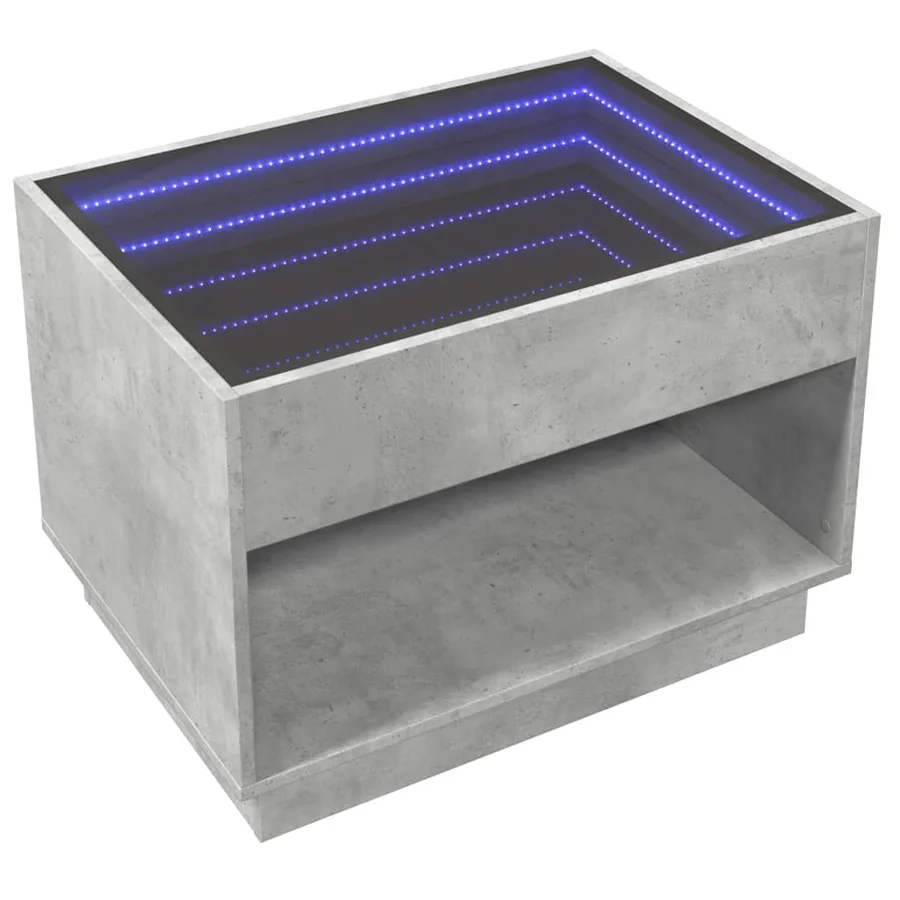 Table basse avec LED infini gris béton 70x50x50 cm - 5