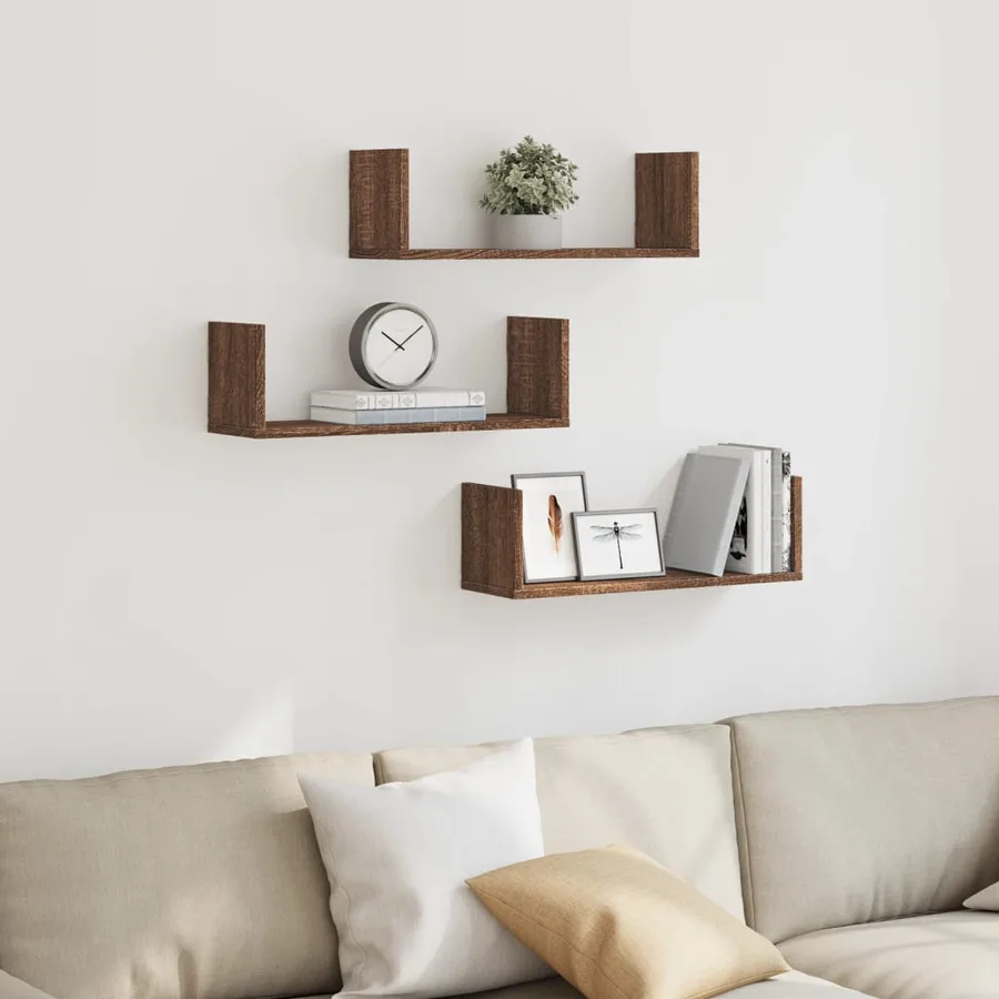 Étagères murales 3pcs chêne marron 58x18x18cm bois d'ingénierie - 3