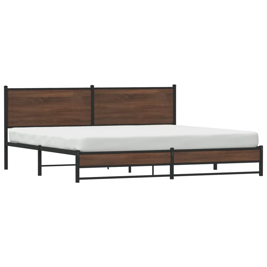 Cadre de lit en métal sans matelas chêne marron 193x203 cm - 4