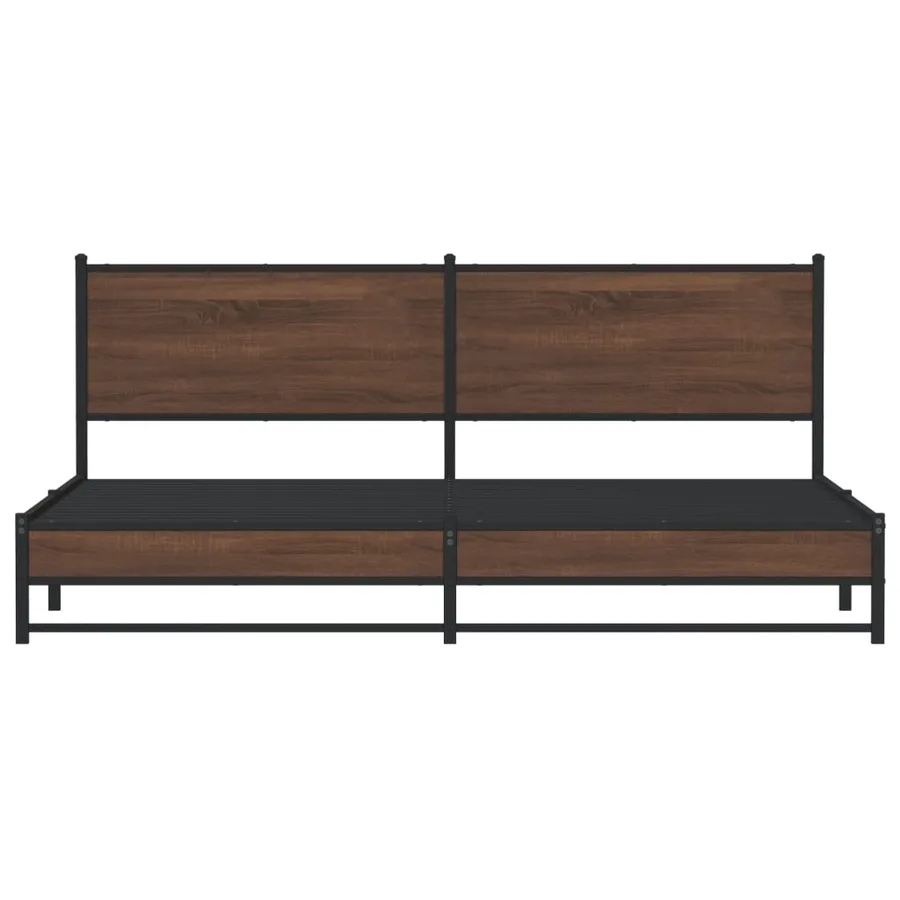 Cadre de lit en métal sans matelas chêne marron 193x203 cm - 5