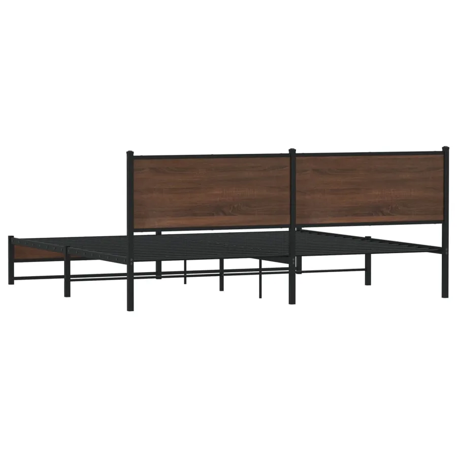 Cadre de lit en métal sans matelas chêne marron 193x203 cm - 7