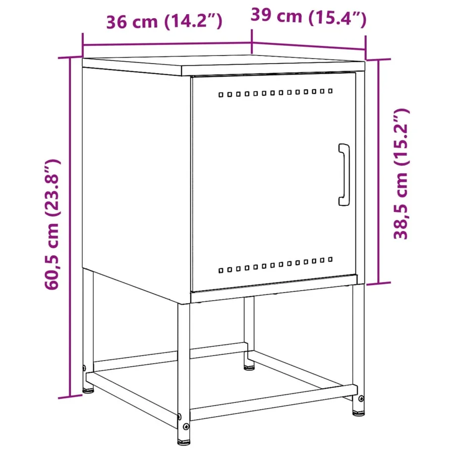 Tables de chevet 2 pcs jaune moutarde 36x39x60,5 cm acier - 13