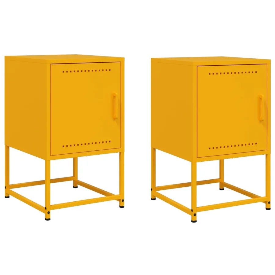 Tables de chevet 2 pcs jaune moutarde 36x39x60,5 cm acier - 2