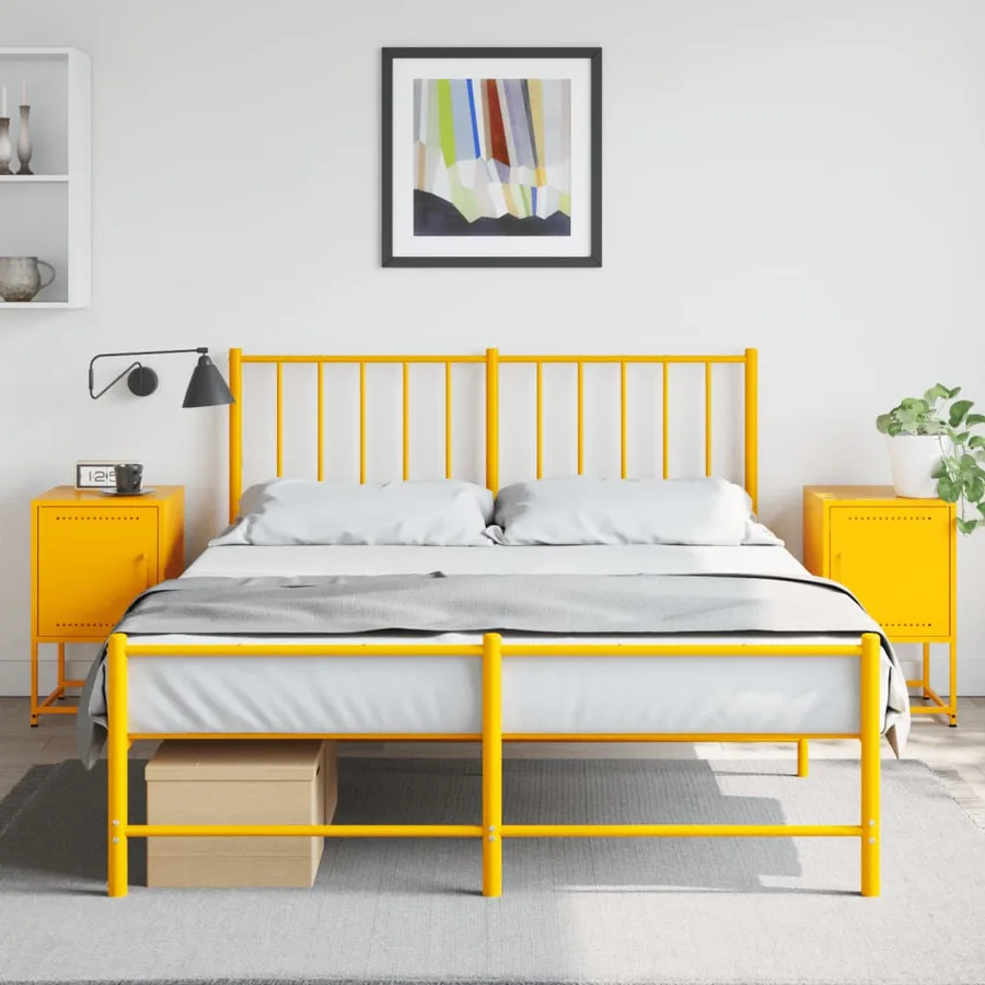 Tables de chevet 2 pcs jaune moutarde 36x39x60,5 cm acier - 3