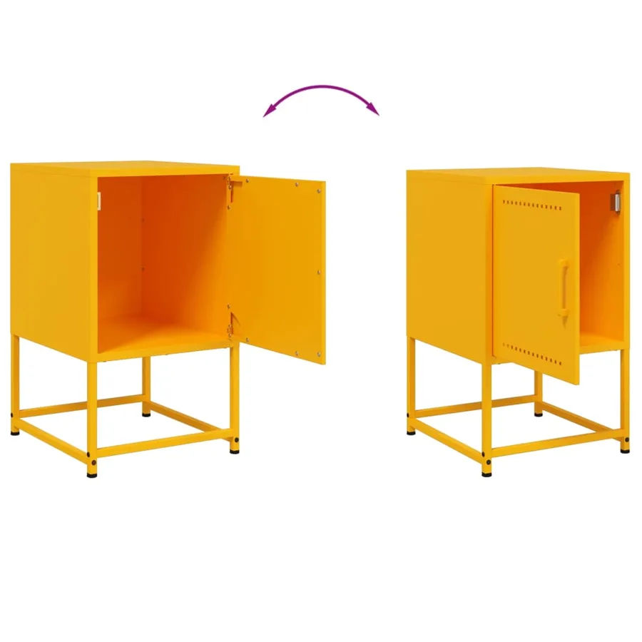 Tables de chevet 2 pcs jaune moutarde 36x39x60,5 cm acier - 9