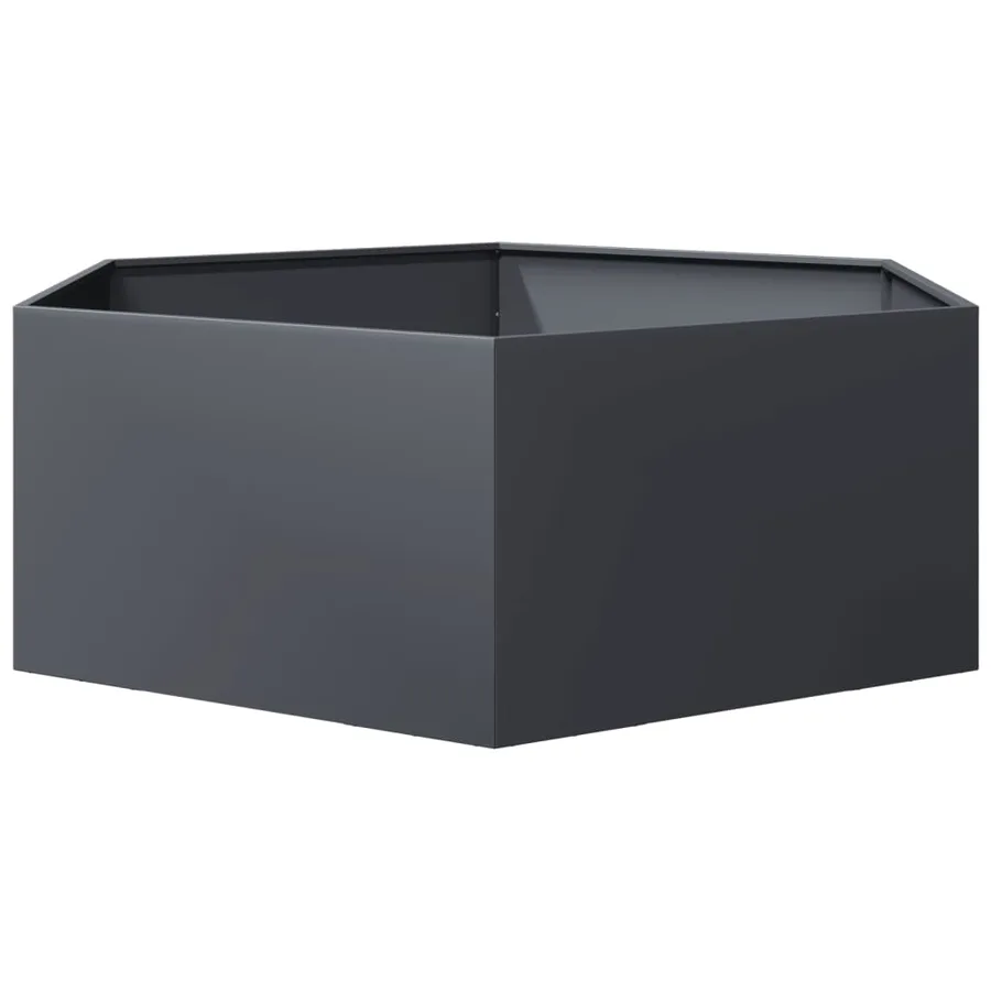 Jardinière anthracite hexagone 138x120x45 cm acier - 4