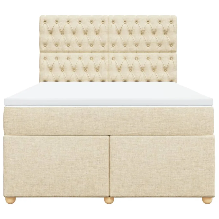 Sommier à lattes de lit avec matelas Crème 140x200 cm Tissu - 4