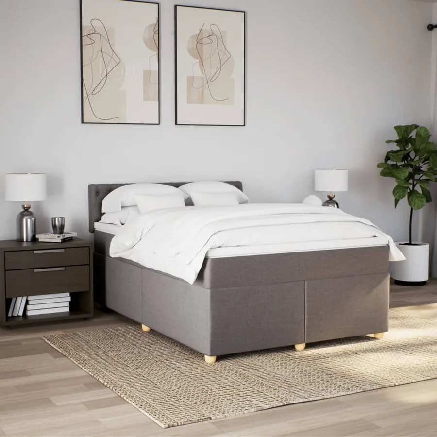 Sommier à lattes de lit avec matelas Taupe 160x200 cm Tissu - 4