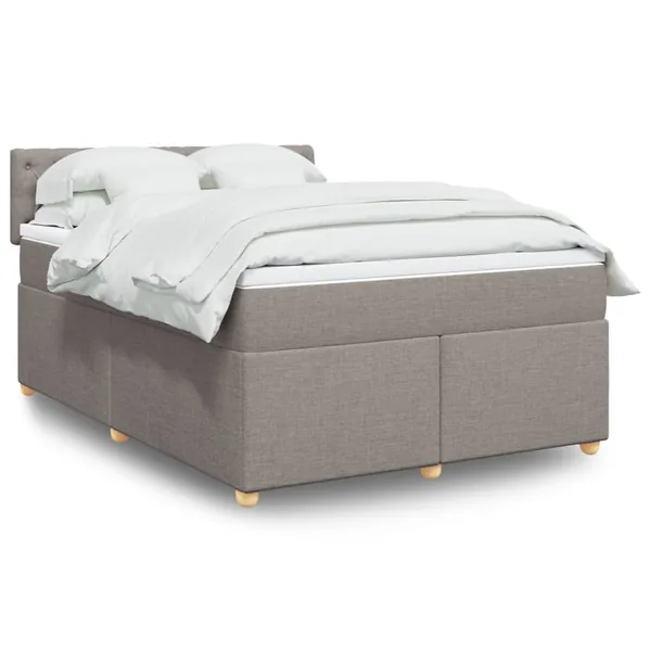 Sommier à lattes de lit avec matelas Taupe 140x200 cm Tissu