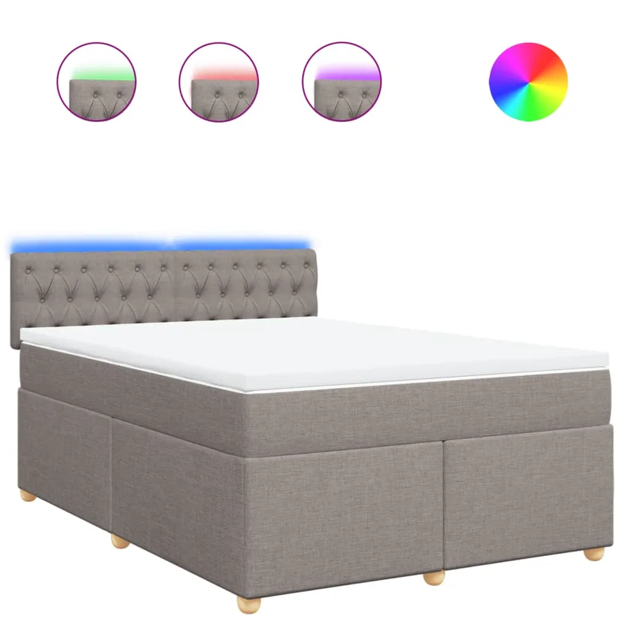 Sommier à lattes de lit avec matelas Taupe 140x200 cm Tissu - 2