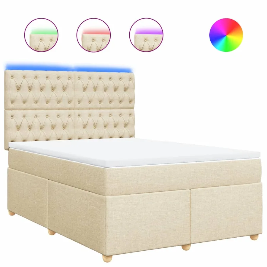 Sommier à lattes de lit avec matelas Crème 160x200 cm Tissu - 2