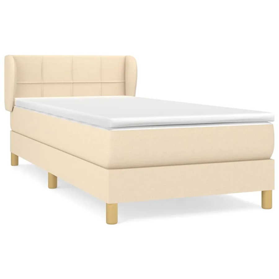Sommier à lattes de lit avec matelas Crème 100x200 cm Tissu - 2