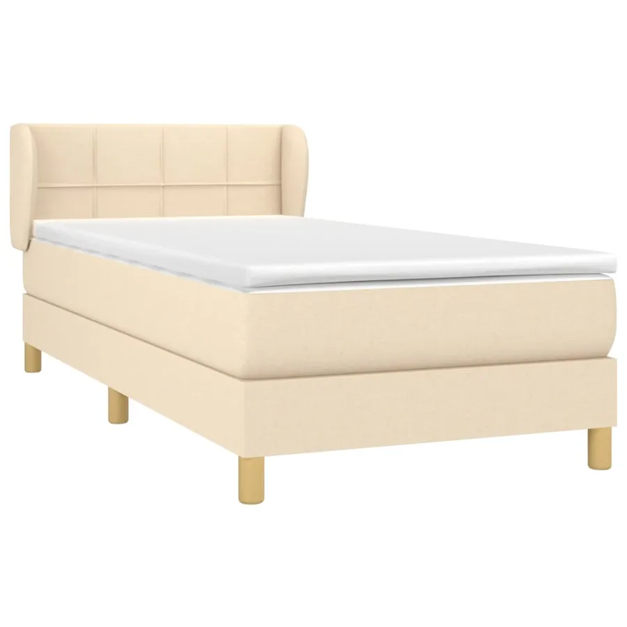 Sommier à lattes de lit avec matelas Crème 100x200 cm Tissu - 3