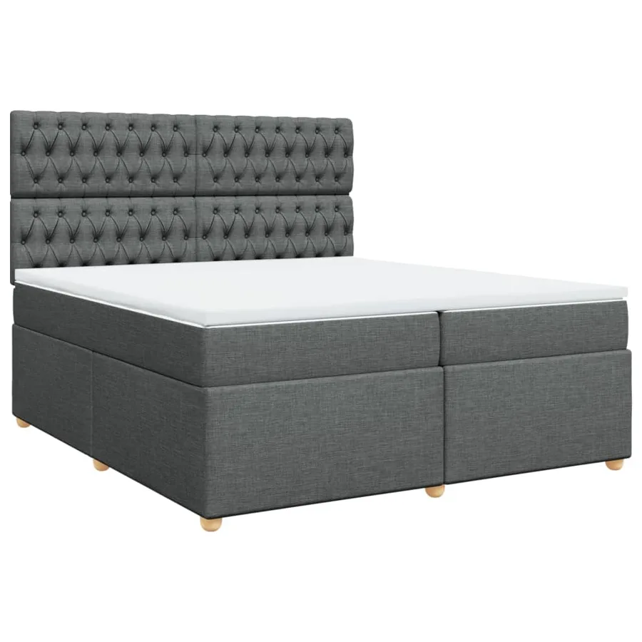 Sommier à lattes de lit avec matelas Gris foncé 200x200cm Tissu - 3