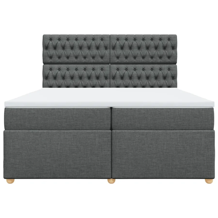 Sommier à lattes de lit avec matelas Gris foncé 200x200cm Tissu - 6