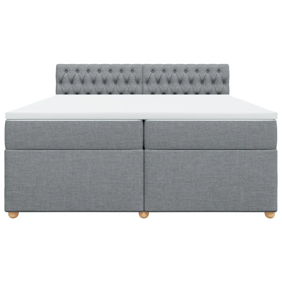 Sommier à lattes de lit avec matelas Gris clair 200x200cm Tissu - 6