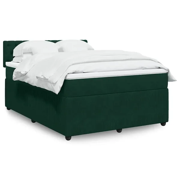 Sommier à lattes de lit et matelas Vert foncé 140x190cm Velours