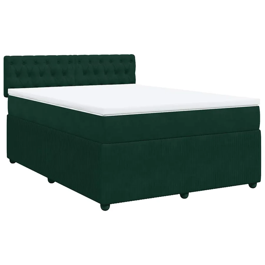 Sommier à lattes de lit et matelas Vert foncé 140x190cm Velours - 3